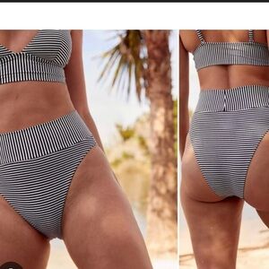 Aerie stripped swim bottoms high cut cheeky